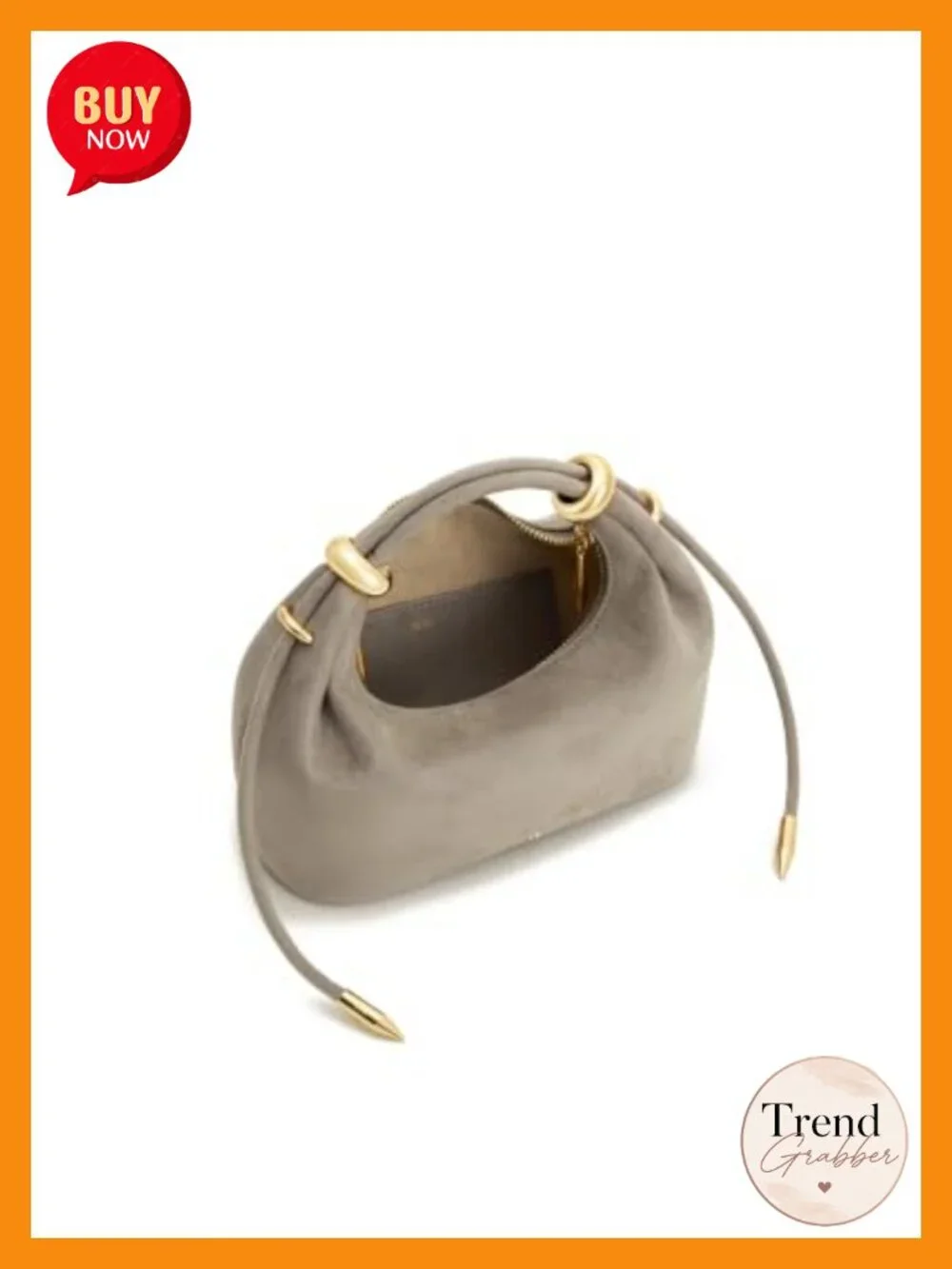 Faux Suede Metal Ring Top Handle Bag - Crossbody Handbag